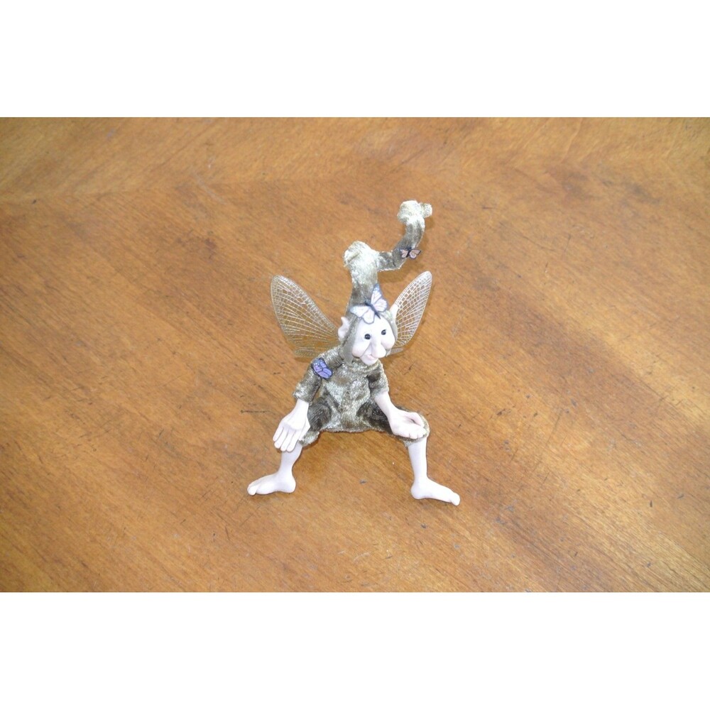Fairy Figurine Pixie Wood Sprite Butterfly Male Polymer Shelf Sitting Handmade - Picture 8 of 10